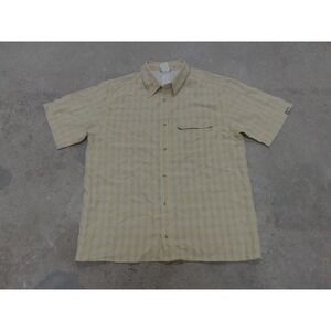 The North Face Shirt Mens Medium Yellow Check Short Sleeve Button Up Hiking